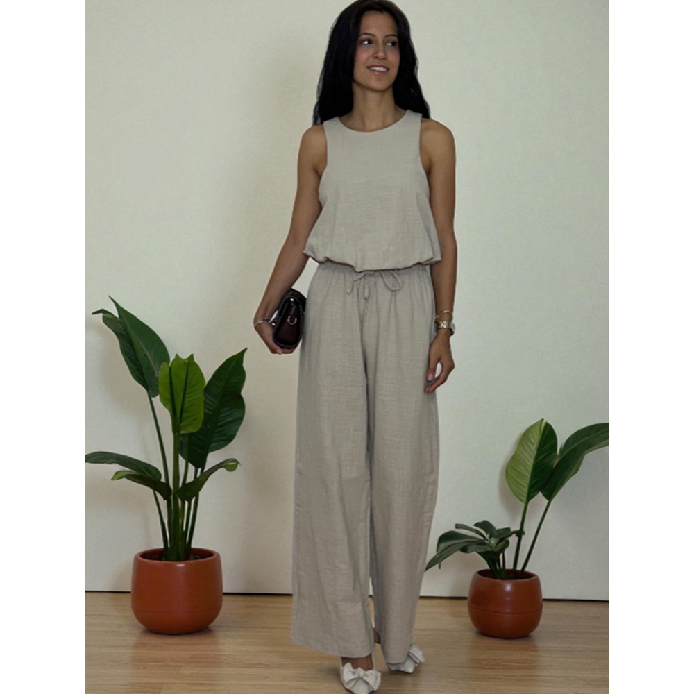 Balon Taş Rengi Keten Takım