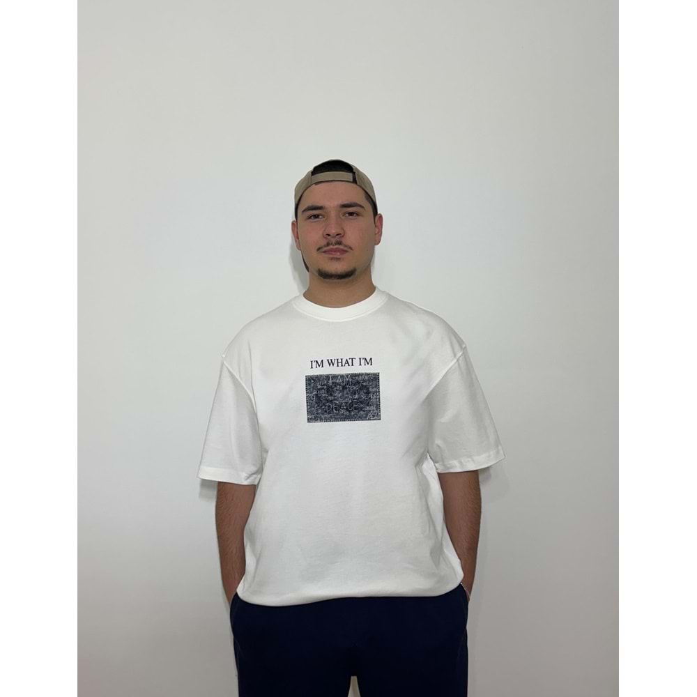 Slow Down Oversize Beyaz T-Shirt