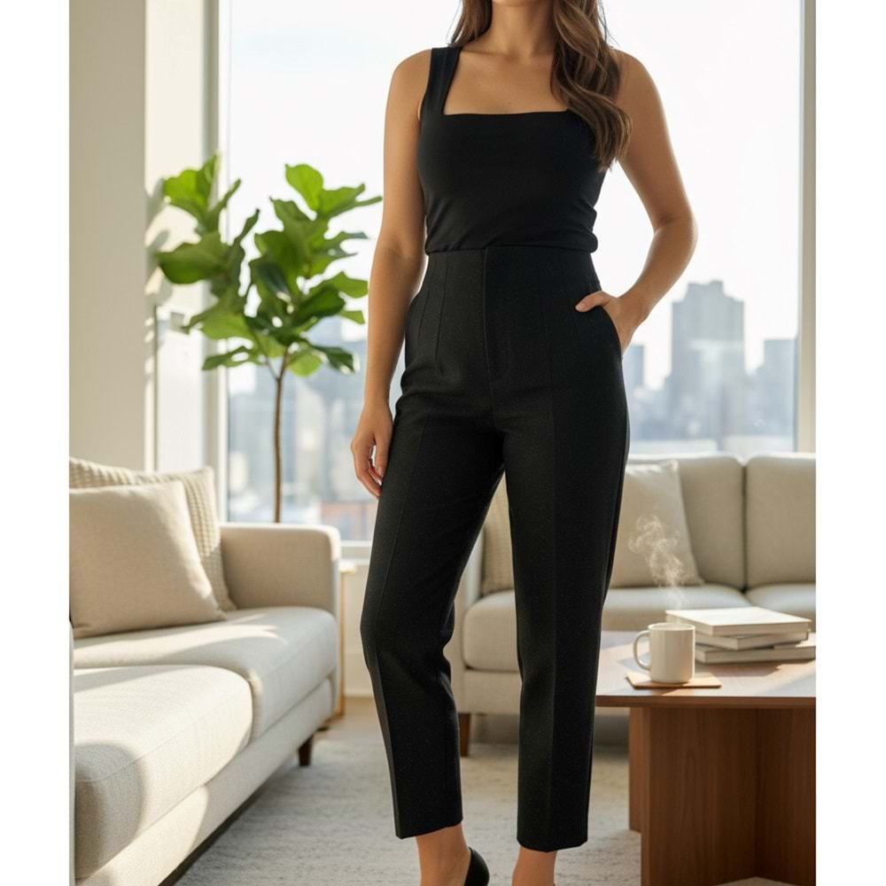 Premium Pensli Siyah Havuç Pantolon