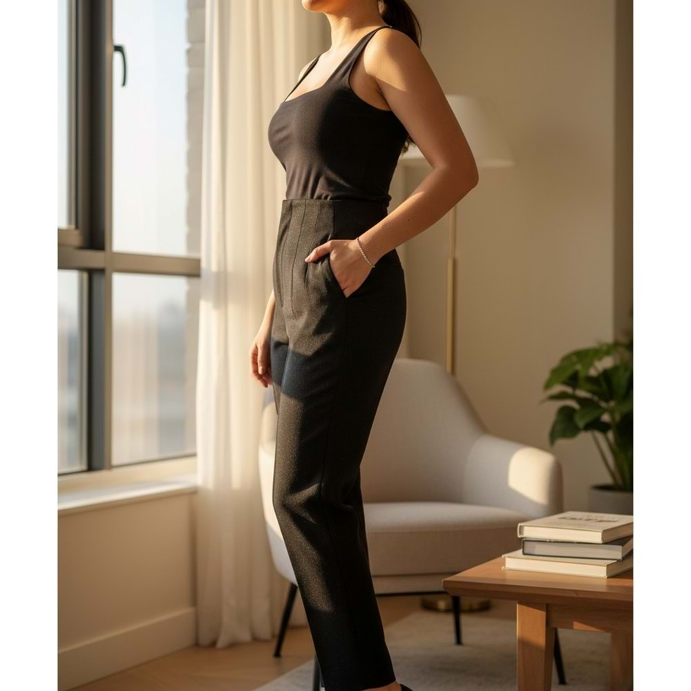 Premium Pensli Siyah Havuç Pantolon