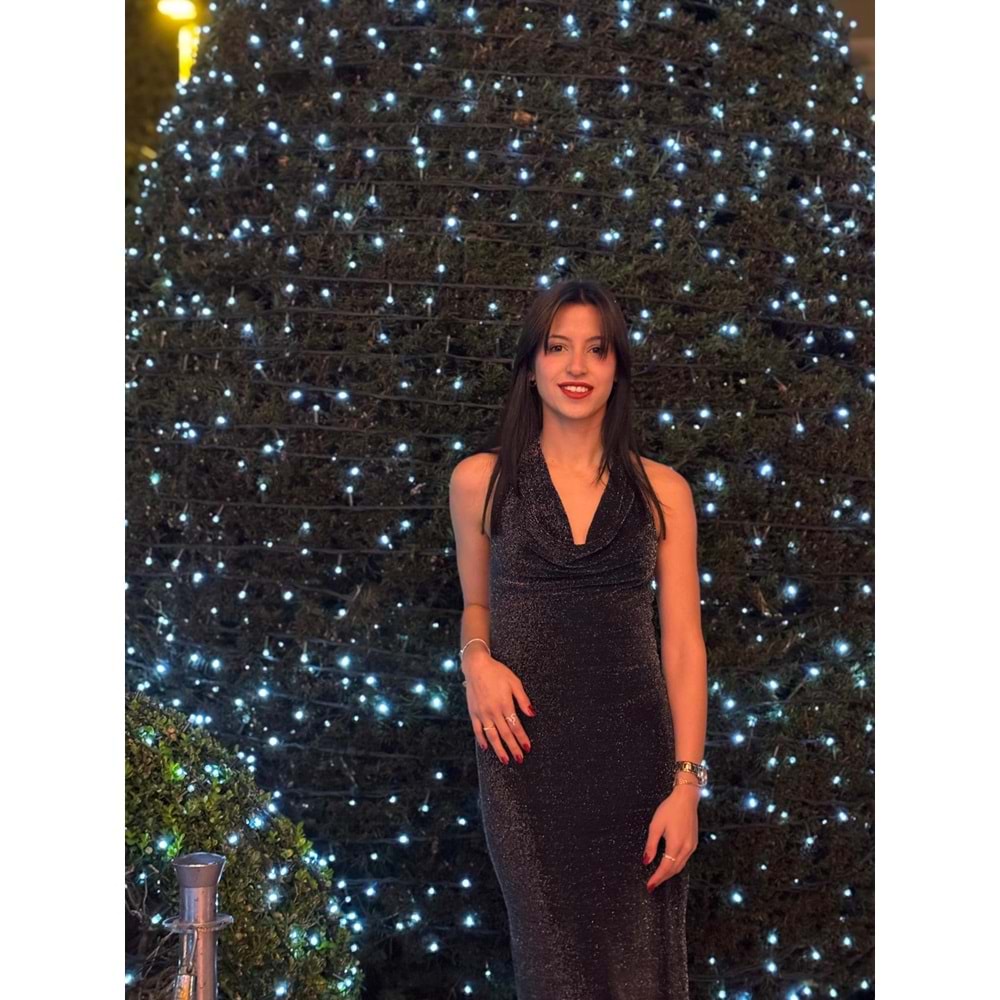 Işıltılı Sırt Dekolteli Davet Elbisesi