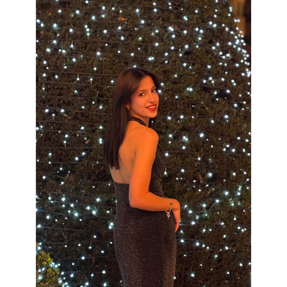 Işıltılı Sırt Dekolteli Davet Elbisesi