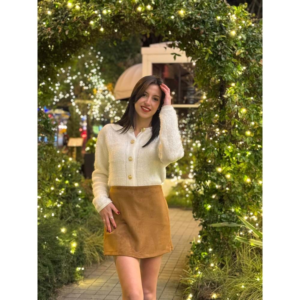 Kadın Kahverengi Süet Şort Etek