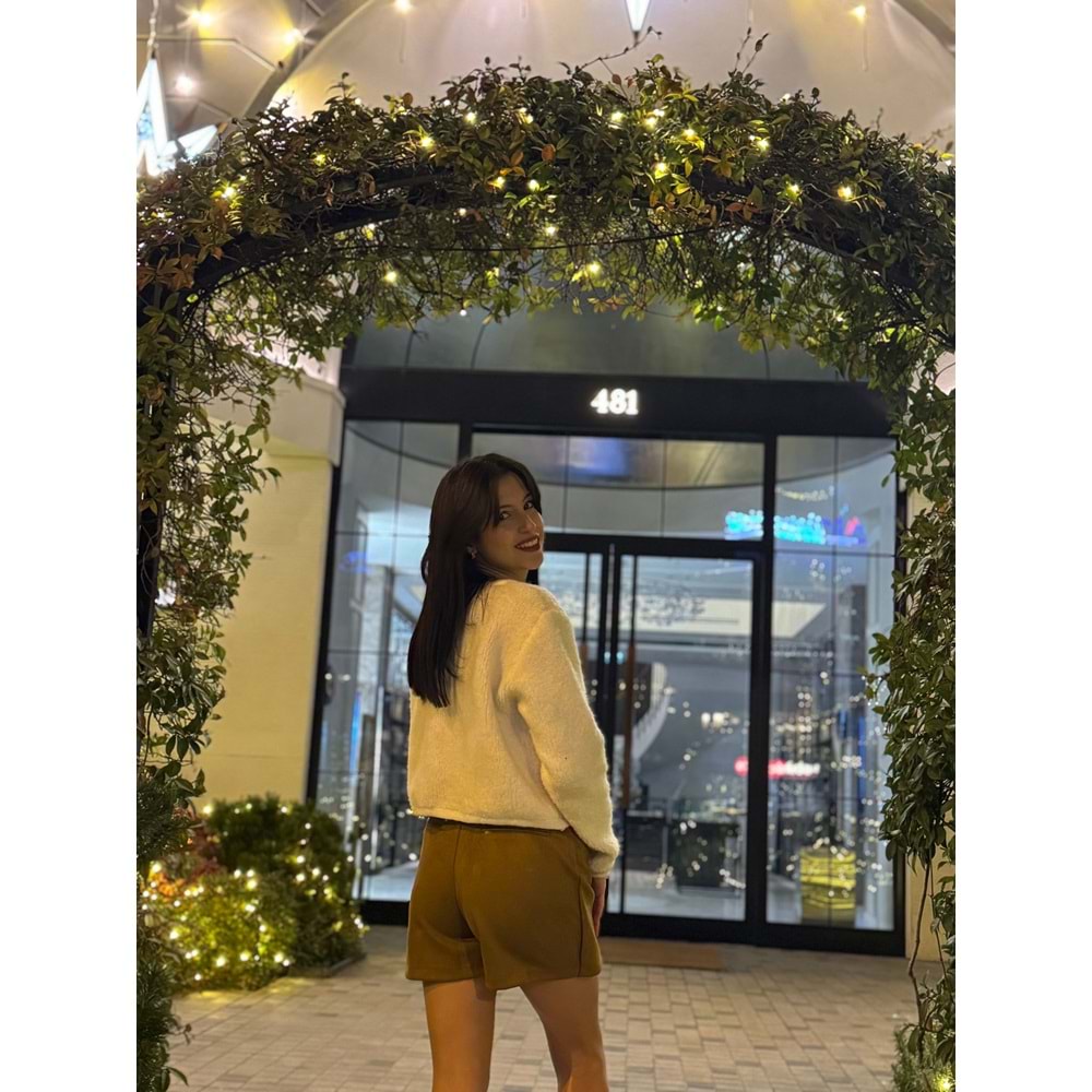 Kadın Kahverengi Süet Şort Etek