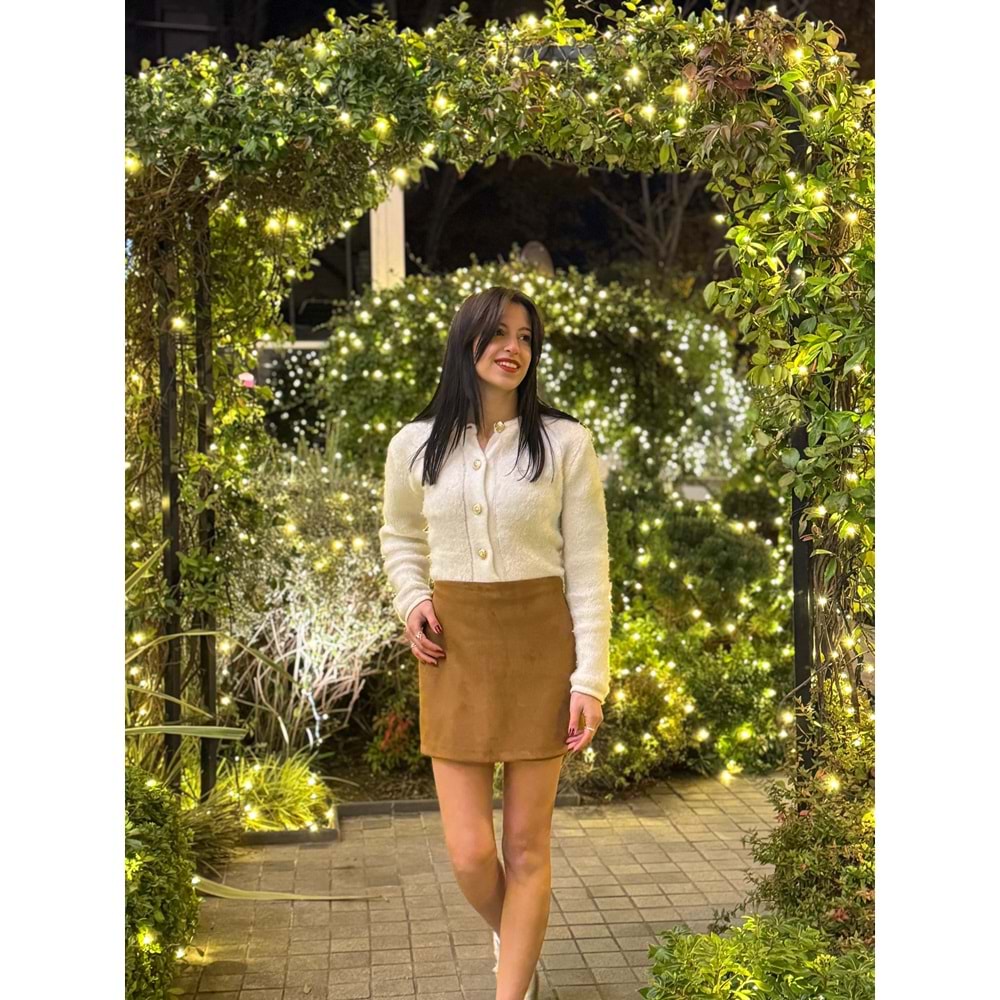 Kadın Kahverengi Süet Şort Etek