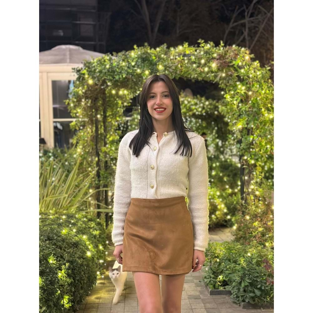 Kadın Kahverengi Süet Şort Etek