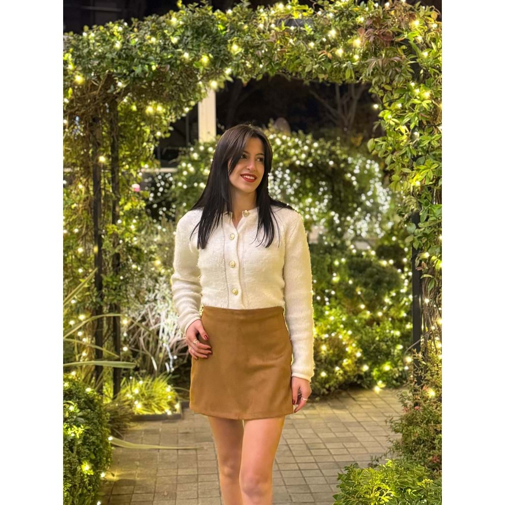 Kadın Kahverengi Süet Şort Etek