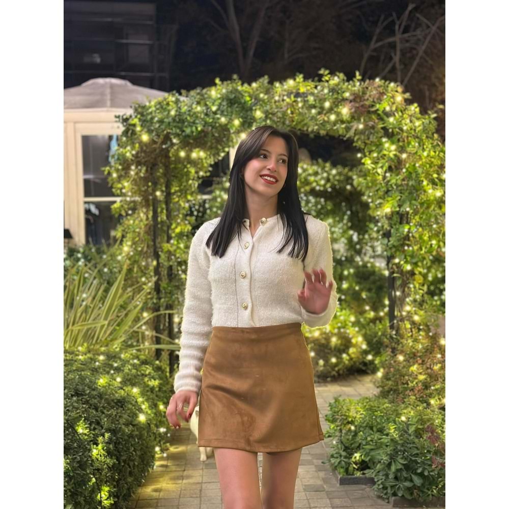 Kadın Kahverengi Süet Şort Etek