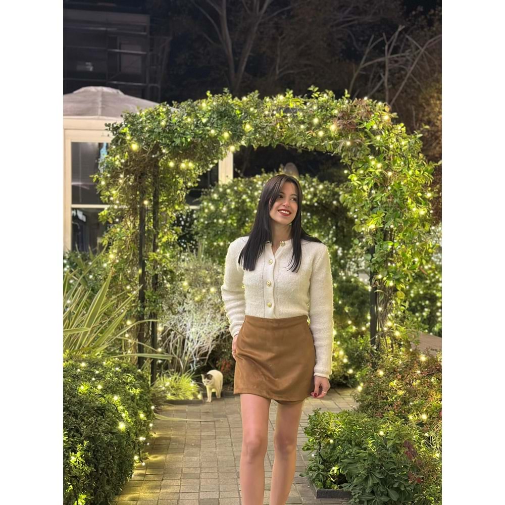 Kadın Kahverengi Süet Şort Etek