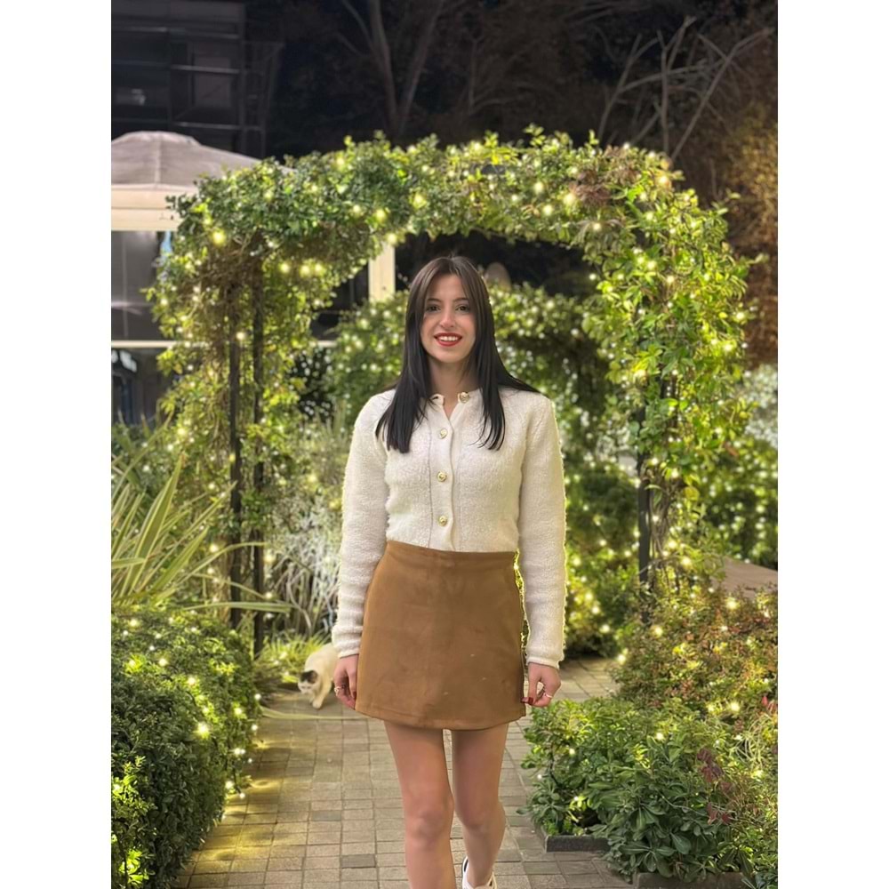 Kadın Kahverengi Süet Şort Etek