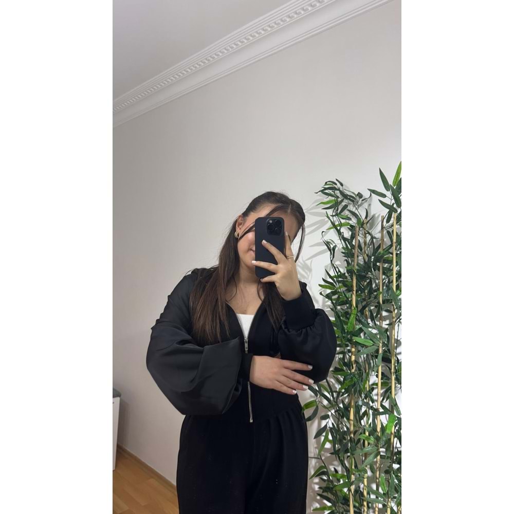 Saten Detaylı Siyah Modal Takım