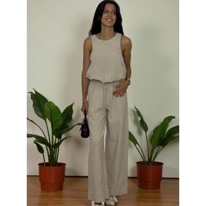 Balon Taş Rengi Keten Takım