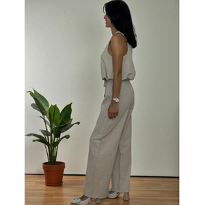 Balon Taş Rengi Keten Takım