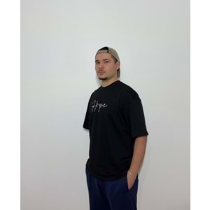 Hope Baskılı Oversize Pamuklu Siyah T-Shirt