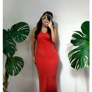 Narçiçeği Viskon Kumaş Uzun Elbise