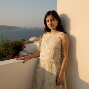 Bej Kahverengi Desenli Etekli Takım