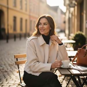 Krem Kısa Form Fermuarlı Crop Ceket