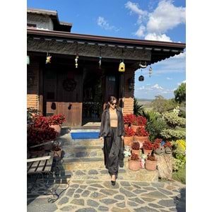 Siyah Saten Bomber Ceket Pantolon Takım