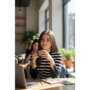 Çizgili Kol Düğme Detaylı Premium Kazak