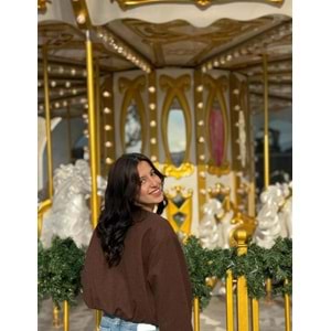 Kahverengi Fermuarlı Bomber Ceket