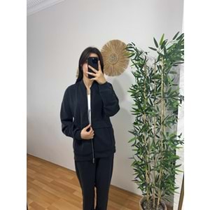 Lacivert Fermuarlı Cep Detay Jogger Oversize Premium Takım