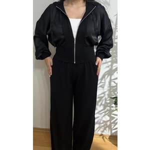 Saten Detaylı Siyah Modal Takım