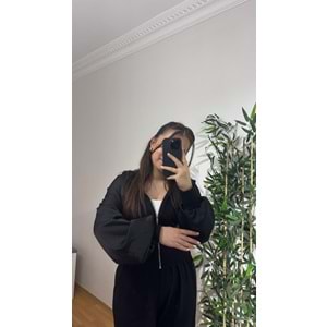 Saten Detaylı Siyah Modal Takım