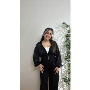 Saten Detaylı Siyah Modal Takım