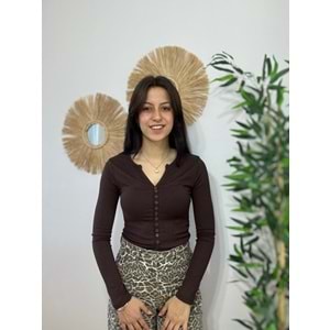 Acı Kahve Bisiklet Yaka Düğmeli Bluz