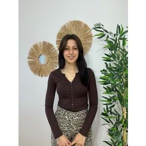 Acı Kahve Bisiklet Yaka Düğmeli Bluz