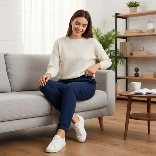 Lacivert Şardonlu Cep Detay Eşofman Altı