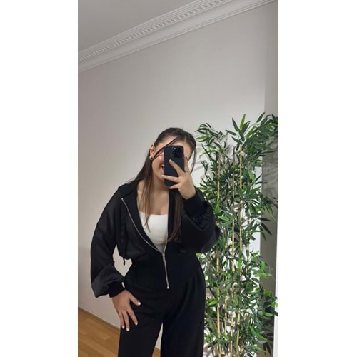 Saten Detaylı Siyah Modal Takım