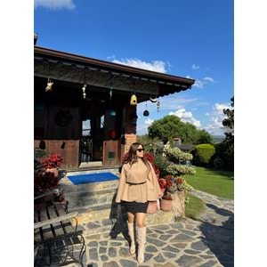 Açık Camel Kemerli Gold Tokalı Panço