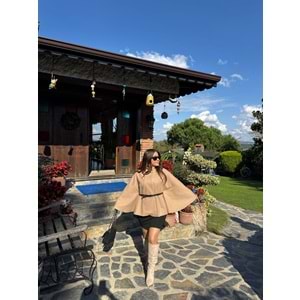 Açık Camel Kemerli Gold Tokalı Panço