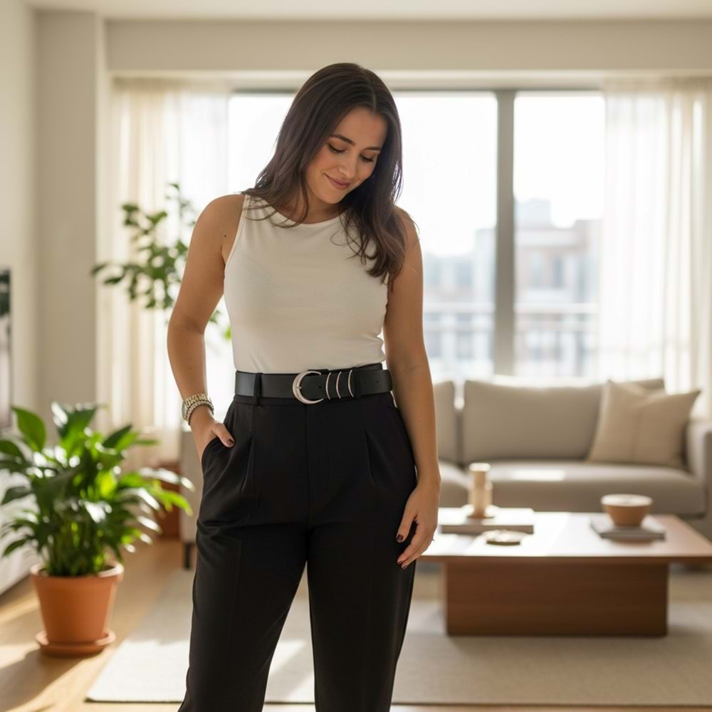 Koyu Kahve Kemerli Pantolon